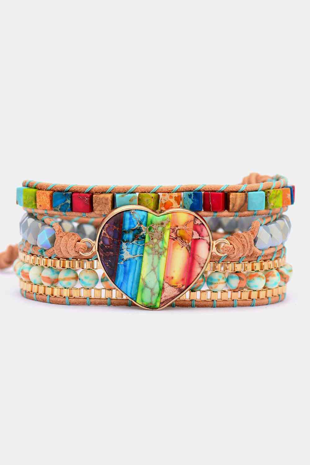 Imperial Jasper & Crystal Layered Bracelet - Bracelets - FITGGINS