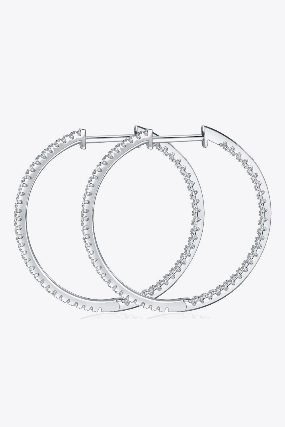 Inlaid Moissanite 925 Sterling Silver Hoop Earrings - Earrings - FITGGINS