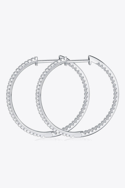 Inlaid Moissanite 925 Sterling Silver Hoop Earrings - Earrings - FITGGINS