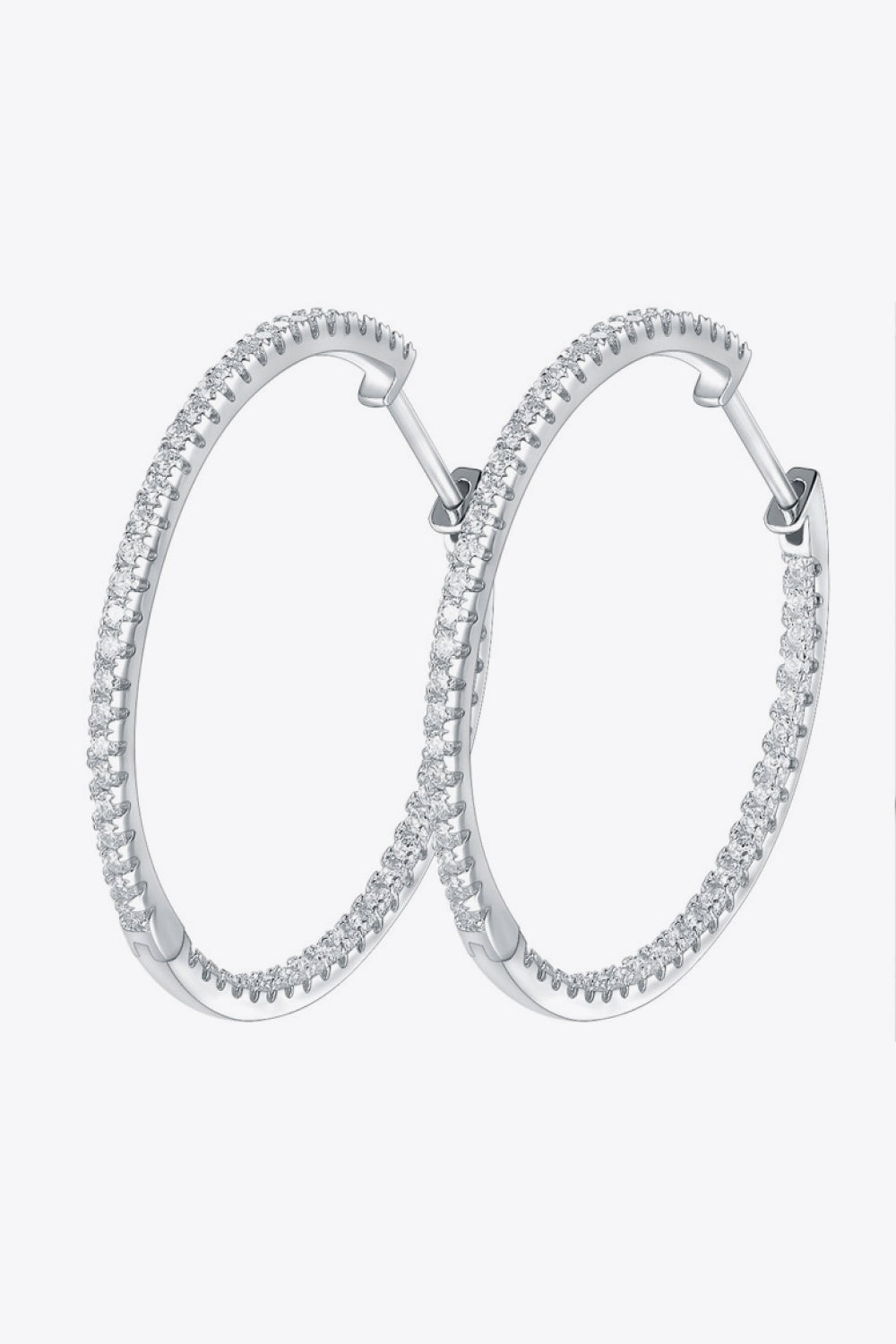 Minimalist Inlaid Moissanite Hoop Earrings in 925 Sterling Silver