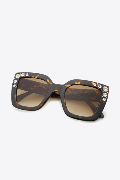 Inlaid Rhinestone Polycarbonate Sunglasses - Sunglasses - FITGGINS