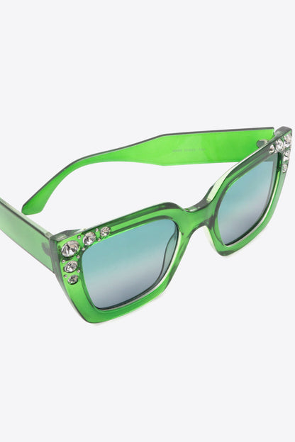 Inlaid Rhinestone Polycarbonate Sunglasses - Sunglasses - FITGGINS