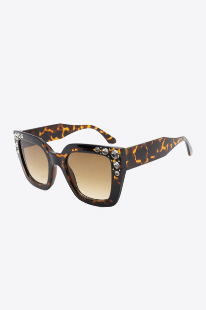 Inlaid Rhinestone Polycarbonate Sunglasses - Sunglasses - FITGGINS