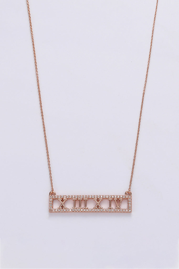 Inlaid Cubic Zirconia Bar Pendant Necklace - Necklaces - FITGGINS