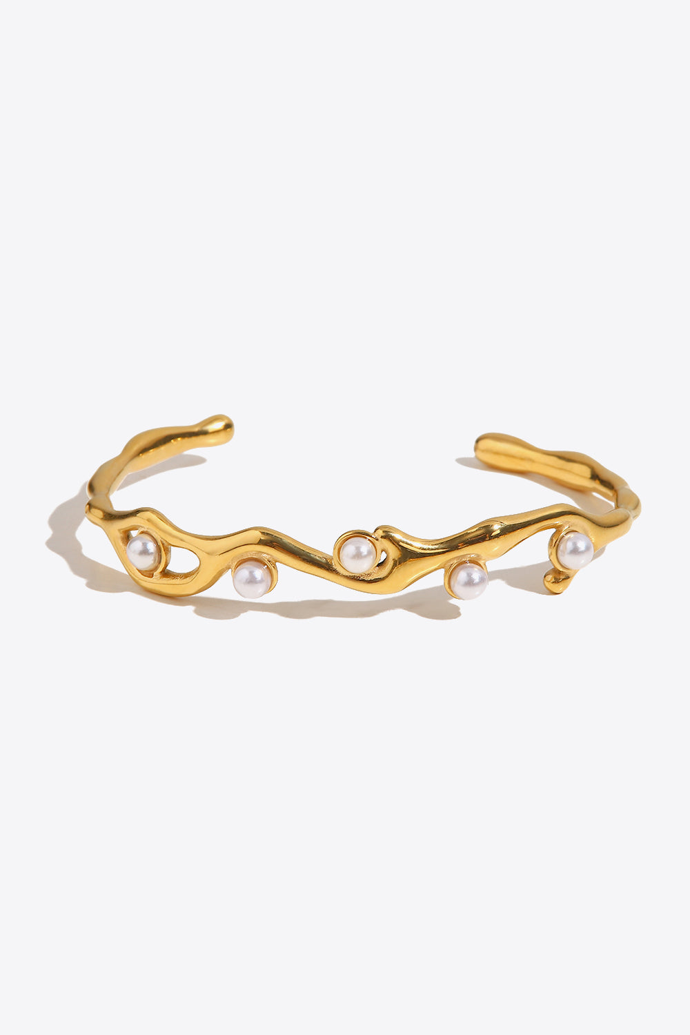 Inlaid Synthetic Pearl Open Bracelet - Bracelets - FITGGINS