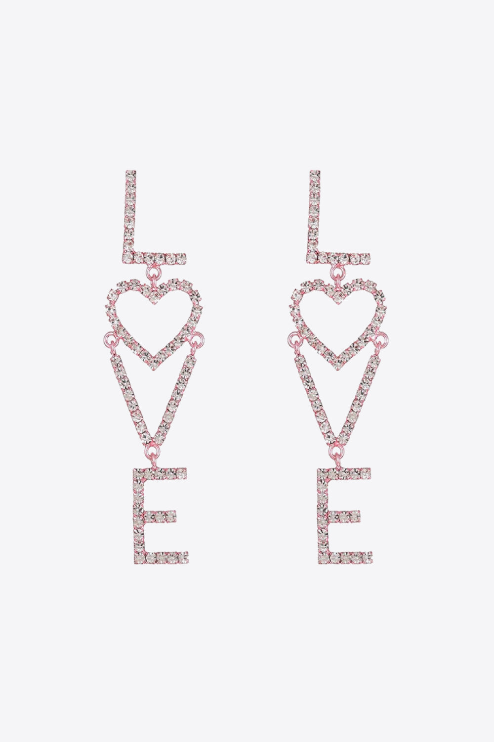 LOVE Glass Stone Zinc Alloy Earrings - Earrings - FITGGINS