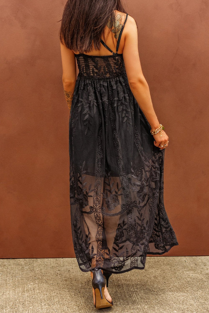 Lace Crisscross Back Sleeveless Maxi Dress - Casual & Maxi Dresses - FITGGINS