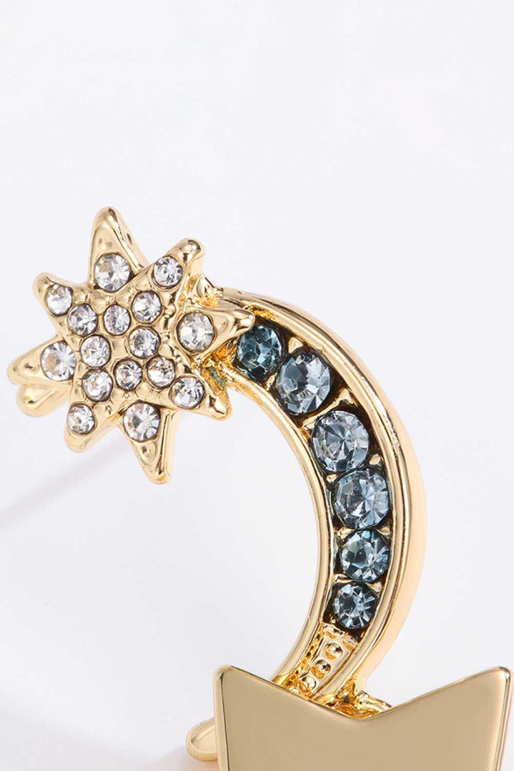 Lasting Wish Inlaid Rhinestone Star and Moon Drop Earrings - Earrings - FITGGINS