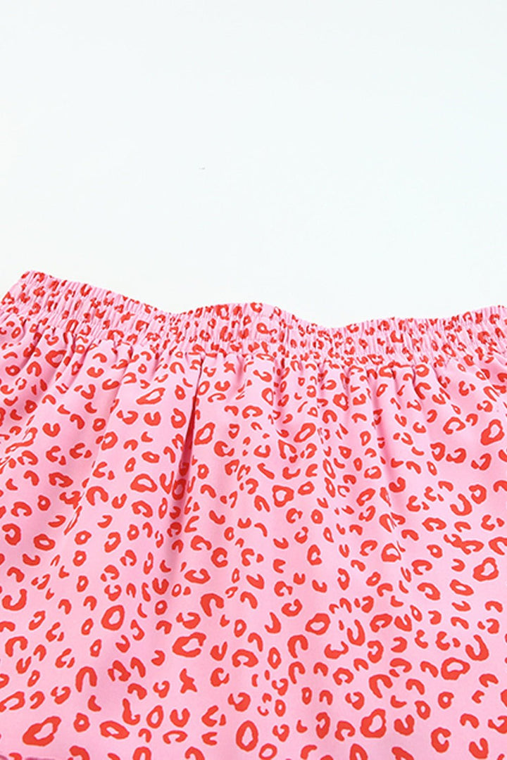 Leopard Drawstring Waist Frill Trim Tiered Skirt - Skirts - FITGGINS