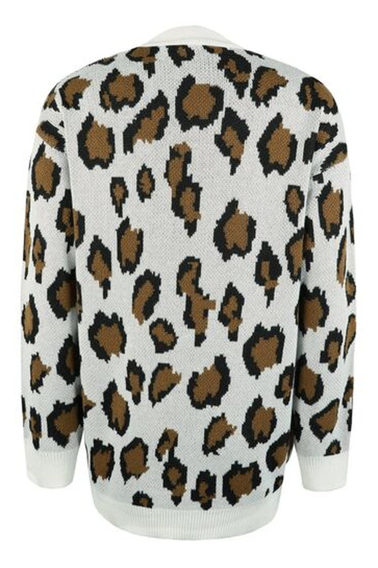 Leopard Open Front Dropped Shoulder Cardigan - Cardigans - FITGGINS