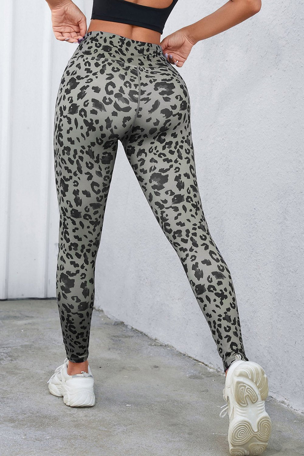 Leopard Print Wide Waistband Leggings - Leggings - FITGGINS