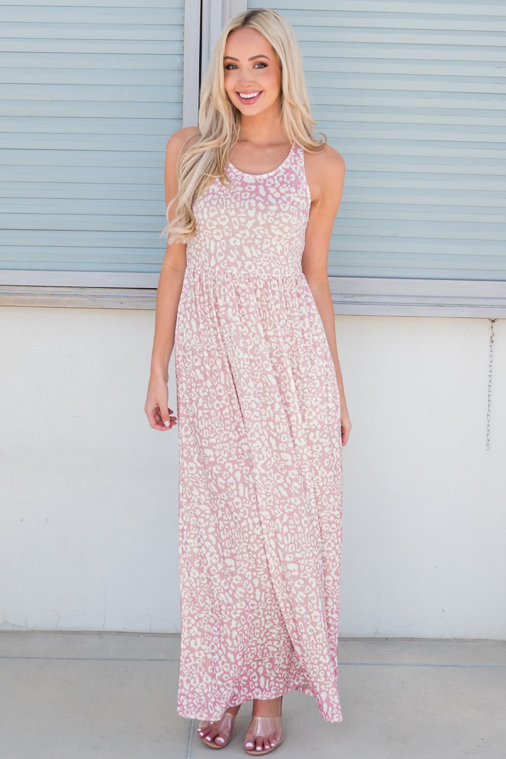 Leopard Round Neck Sleeveless Maxi Dress - Casual & Maxi Dresses - FITGGINS