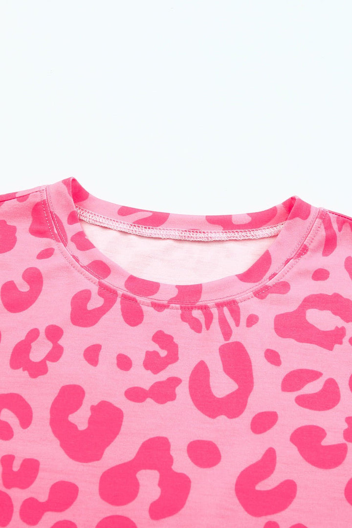 Leopard Round Neck Tee - T-Shirts - FITGGINS