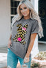Leopard Bunny Graphic Cuffed Tee Shirt