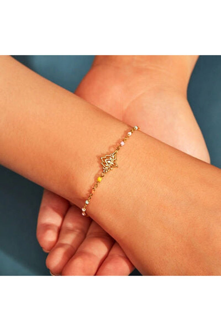 Lotus Shape 18K Gold-Plated Bead Bracelet - Bracelets - FITGGINS