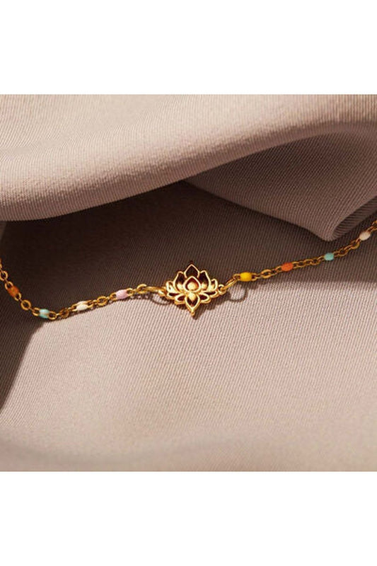 Lotus Shape 18K Gold-Plated Bead Bracelet - Bracelets - FITGGINS