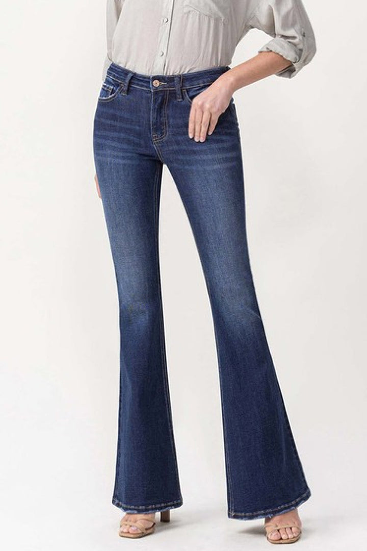 Lovervet Full Size Joanna Midrise Flare Jeans - Jeans - FITGGINS