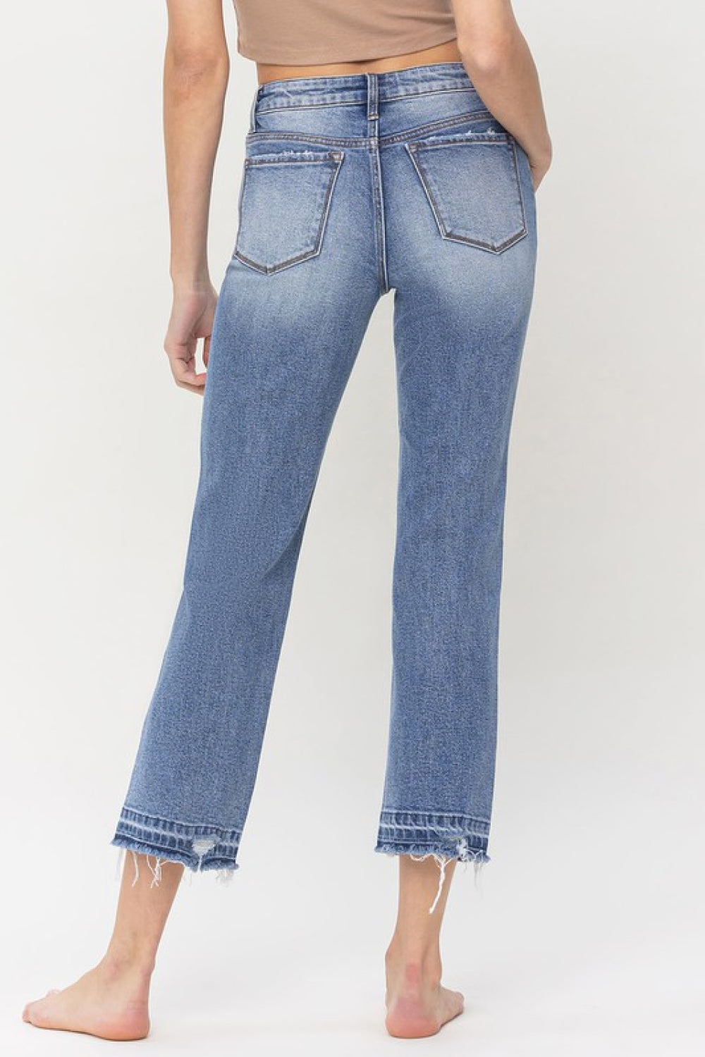Lovervet Full Size Lena High Rise Crop Straight Jeans - Jeans - FITGGINS