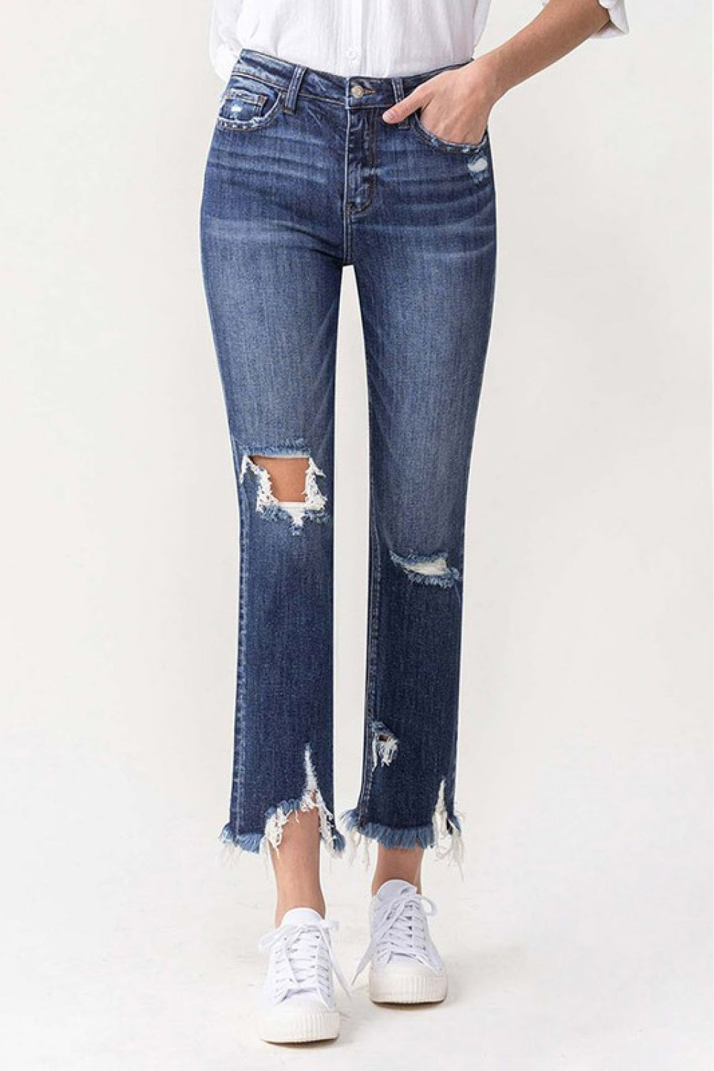Lovervet Jackie Full Size High Rise Crop Straight Leg Jeans - Jeans - FITGGINS