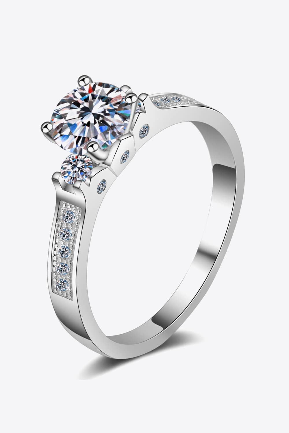 Lucky Charm Moissanite Rhodium-Plated Ring - Rings - FITGGINS