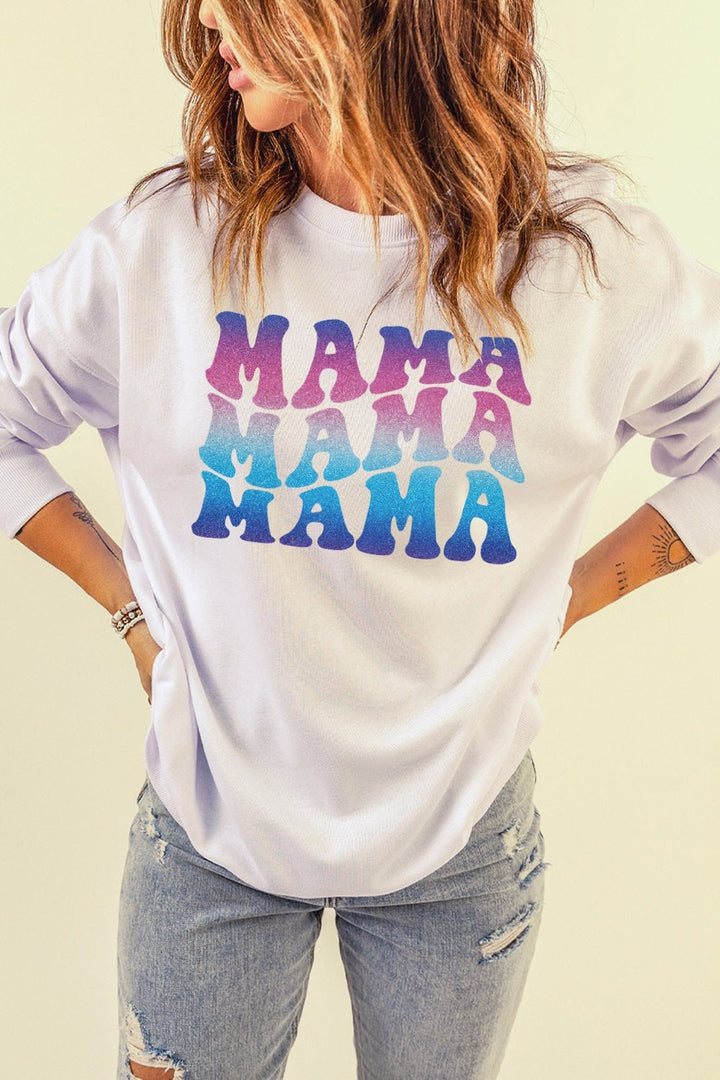 MAMA Gradient Graphic Dropped Shoulder Sweatshirt - Sweatshirts & Hoodies - FITGGINS
