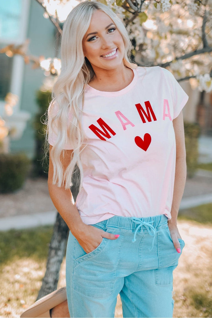 MAMA Heart Graphic Tee - T-Shirts - FITGGINS