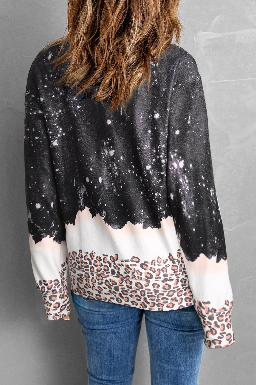 MAMA Leopard Color Block Round Neck Sweatshirt - Sweatshirts & Hoodies - FITGGINS