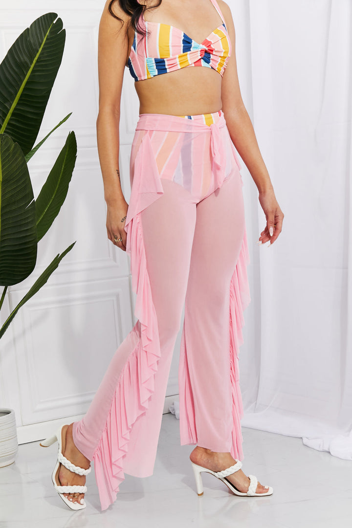 Marina West Swim Take Me To The Beach Mesh Ruffle Cover-Up Pants - Cover-Ups - FITGGINS