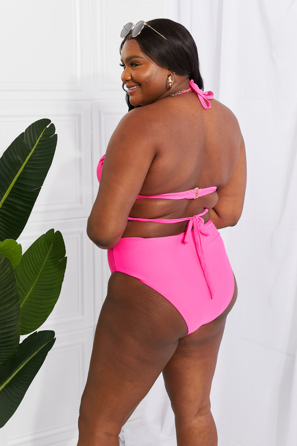 Marina West Swim Summer Splash Halter Bikini Set in Pink - Bikinis & Tankinis - FITGGINS