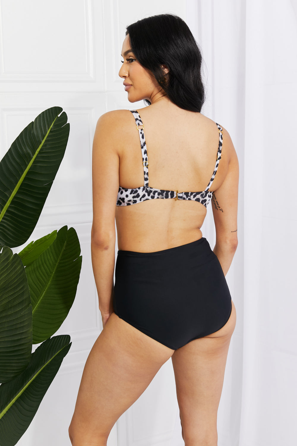 Marina West Swim Take A Dip Twist High-Rise Bikini in Leopard - Bikinis & Tankinis - FITGGINS