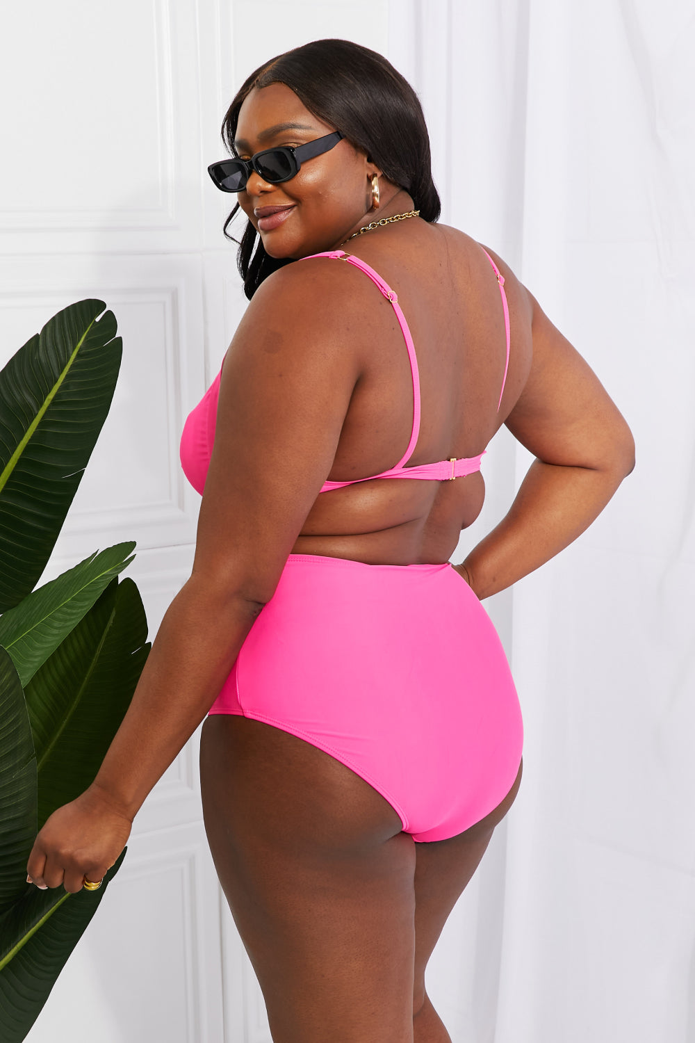 Marina West Swim Take A Dip Twist High-Rise Bikini in Pink - Bikinis & Tankinis - FITGGINS