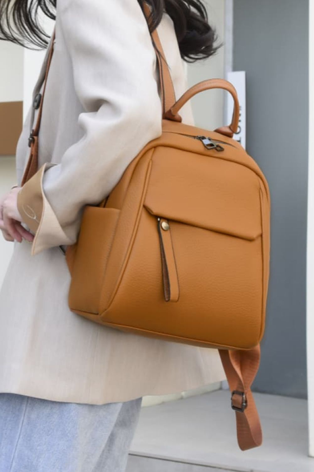 Medium PU Leather Backpack - Handbag - FITGGINS