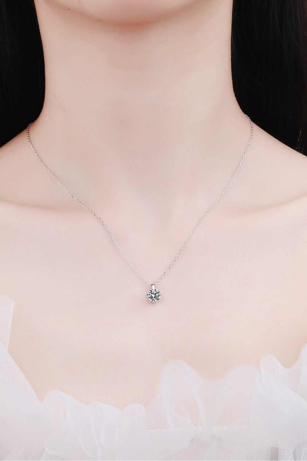 Minimalist 925 Sterling Silver Moissanite Pendant Necklace - Necklaces - FITGGINS