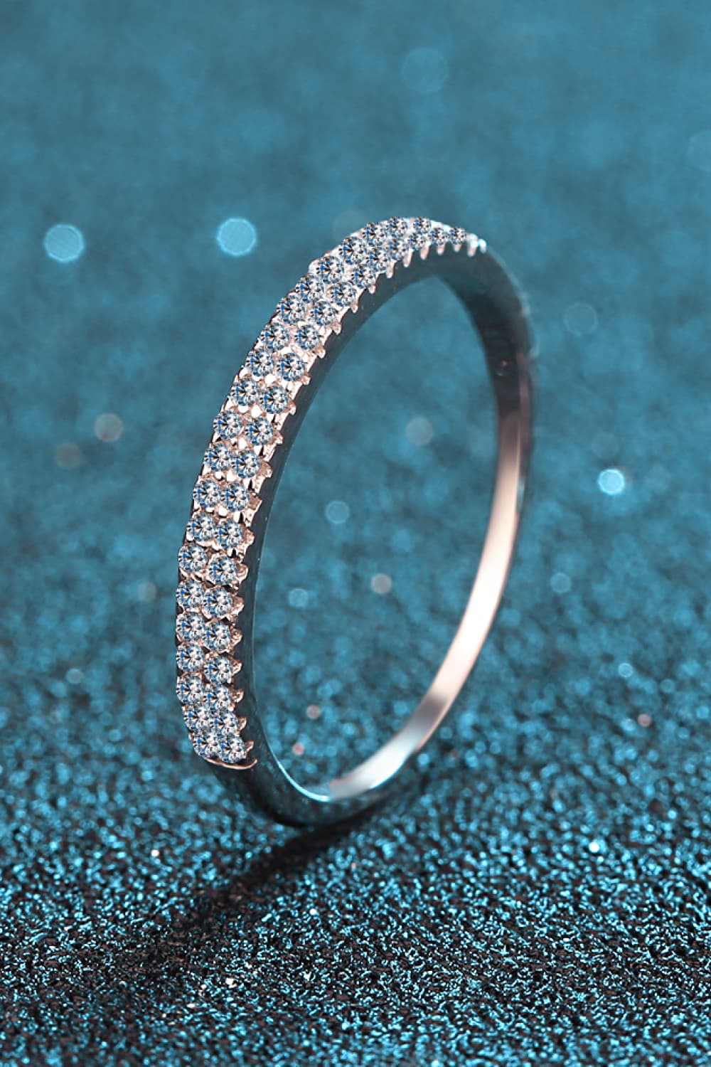 Moissanite 925 Sterling Silver Half-Eternity Ring - Rings - FITGGINS