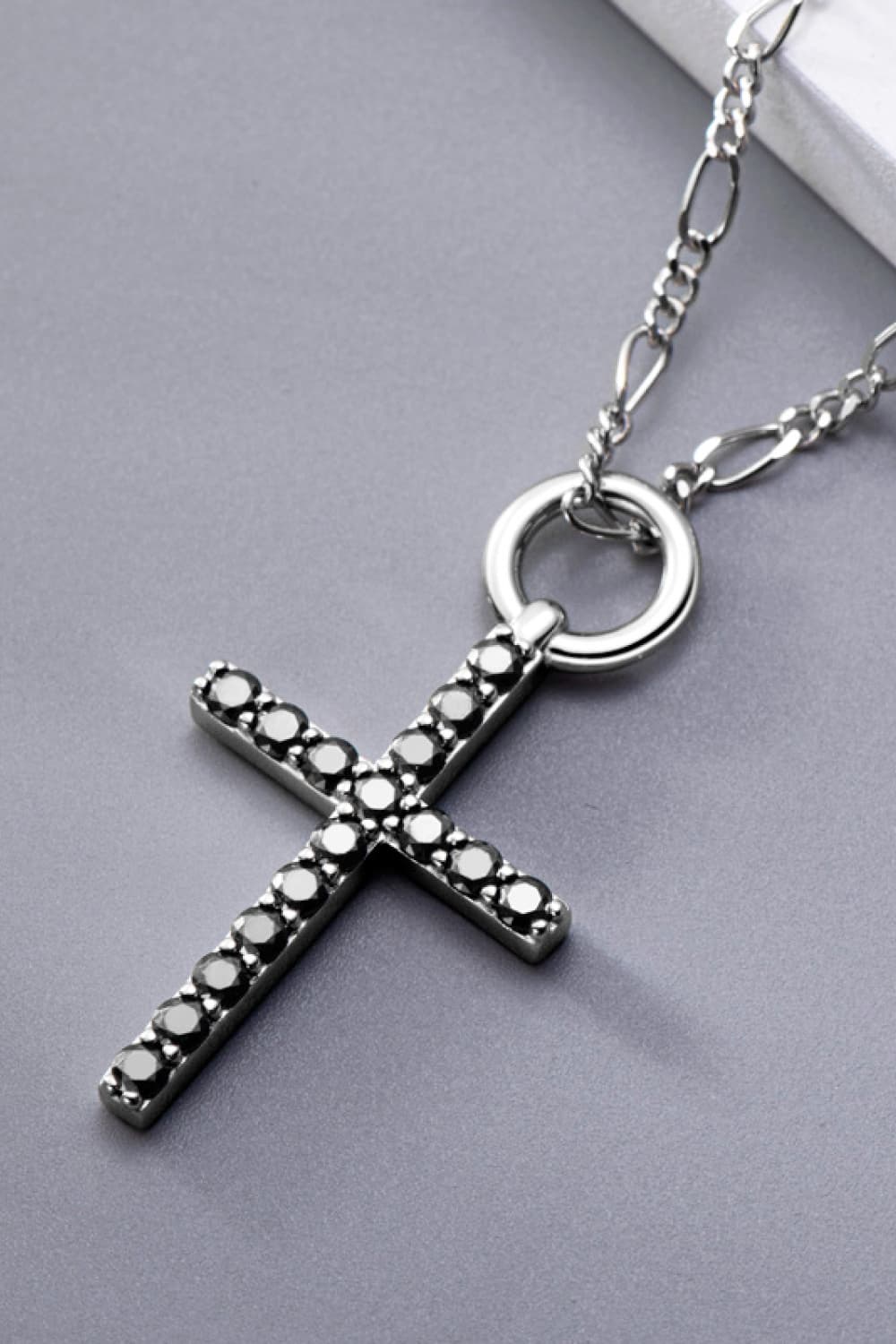 Moissanite Cross Pendant Platinum-Plated Necklace - Necklaces - FITGGINS