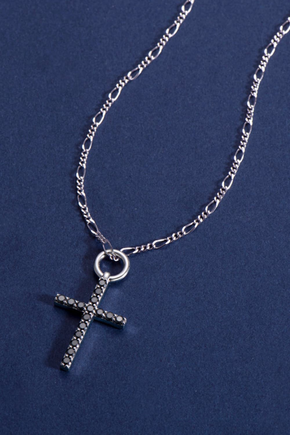 Moissanite Cross Pendant Platinum-Plated Necklace - Necklaces - FITGGINS