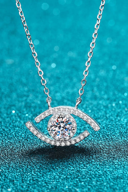 Moissanite Evil Eye Pendant 925 Sterling Silver Necklace - Necklaces - FITGGINS