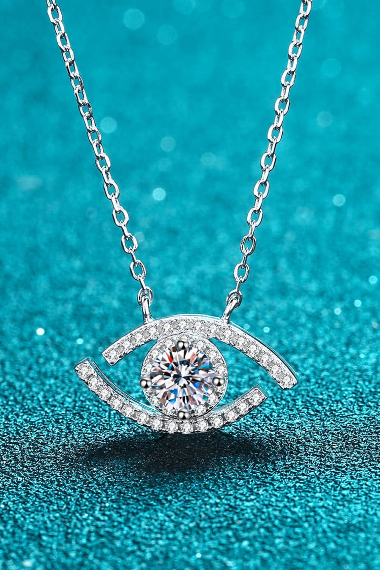 Moissanite Evil Eye Pendant 925 Sterling Silver Necklace - Necklaces - FITGGINS