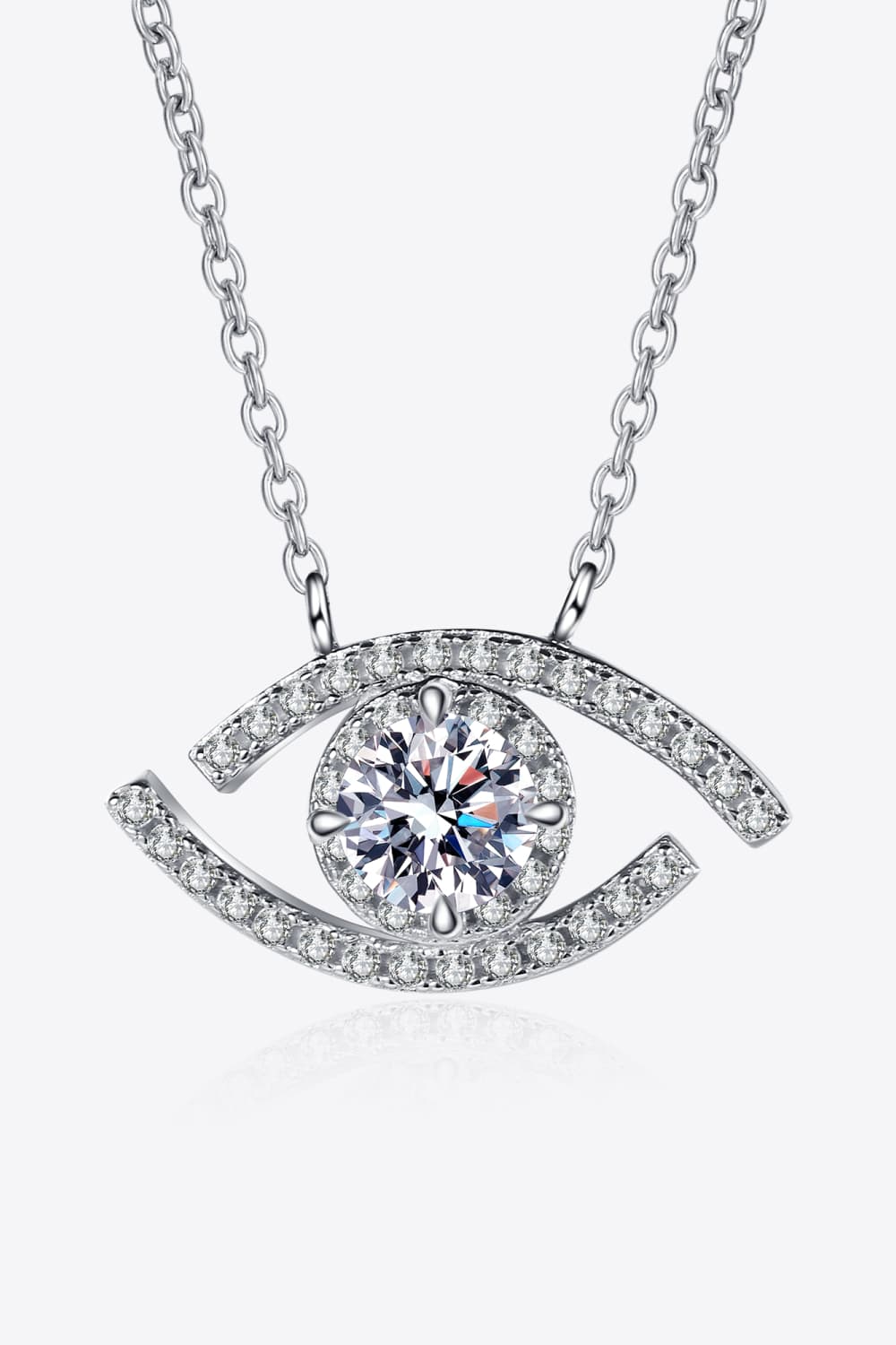 Moissanite Evil Eye Pendant 925 Sterling Silver Necklace - Necklaces - FITGGINS