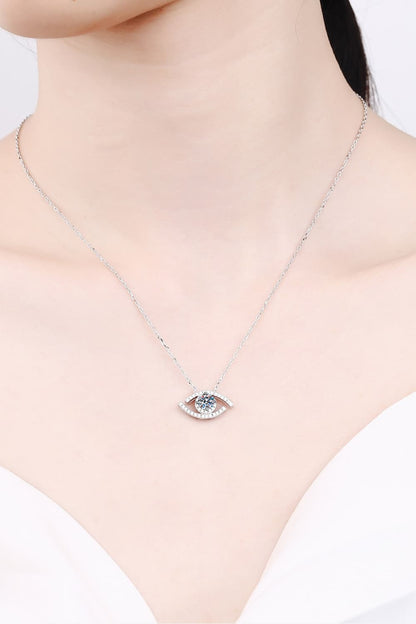 Moissanite Evil Eye Pendant 925 Sterling Silver Necklace - Necklaces - FITGGINS