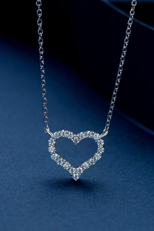 Moissanite Platinum-Plated Heart Necklace - Necklaces - FITGGINS