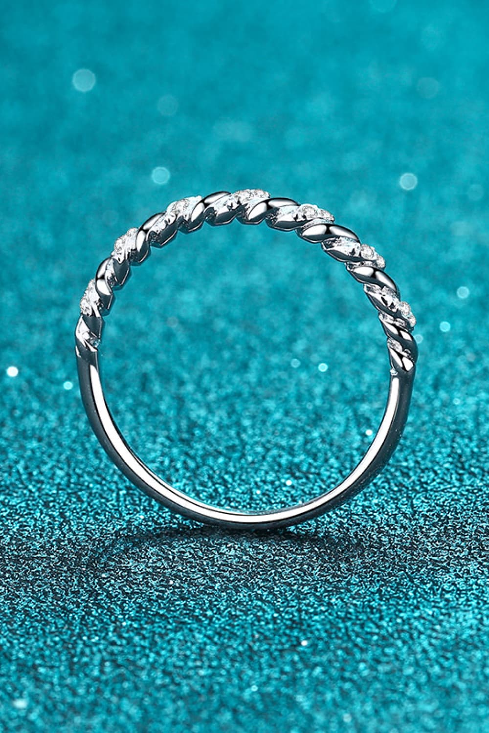Moissanite Rhodium-Plated Half-Eternity Ring - Rings - FITGGINS