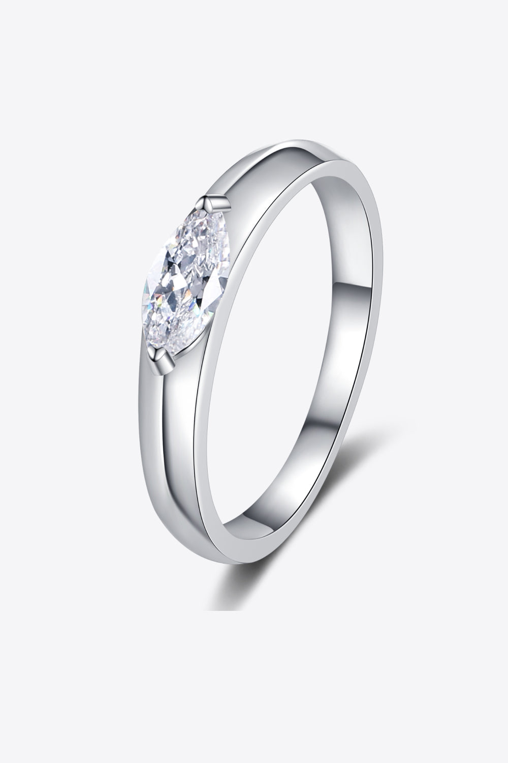 Moissanite Rhodium-Plated Ring - Rings - FITGGINS