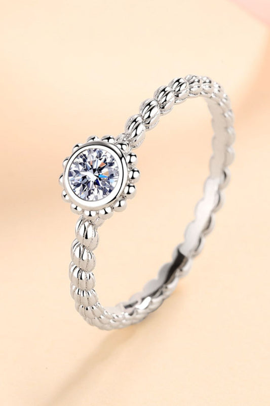 Moissanite Rhodium-Plated Ring - Rings - FITGGINS