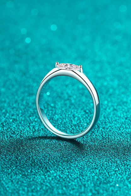 Moissanite Rhodium-Plated Ring - Rings - FITGGINS