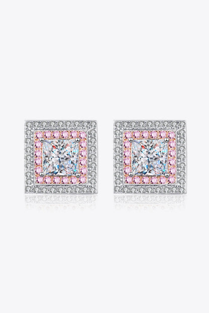 Moissanite Square Stud Earrings - Elegant Design