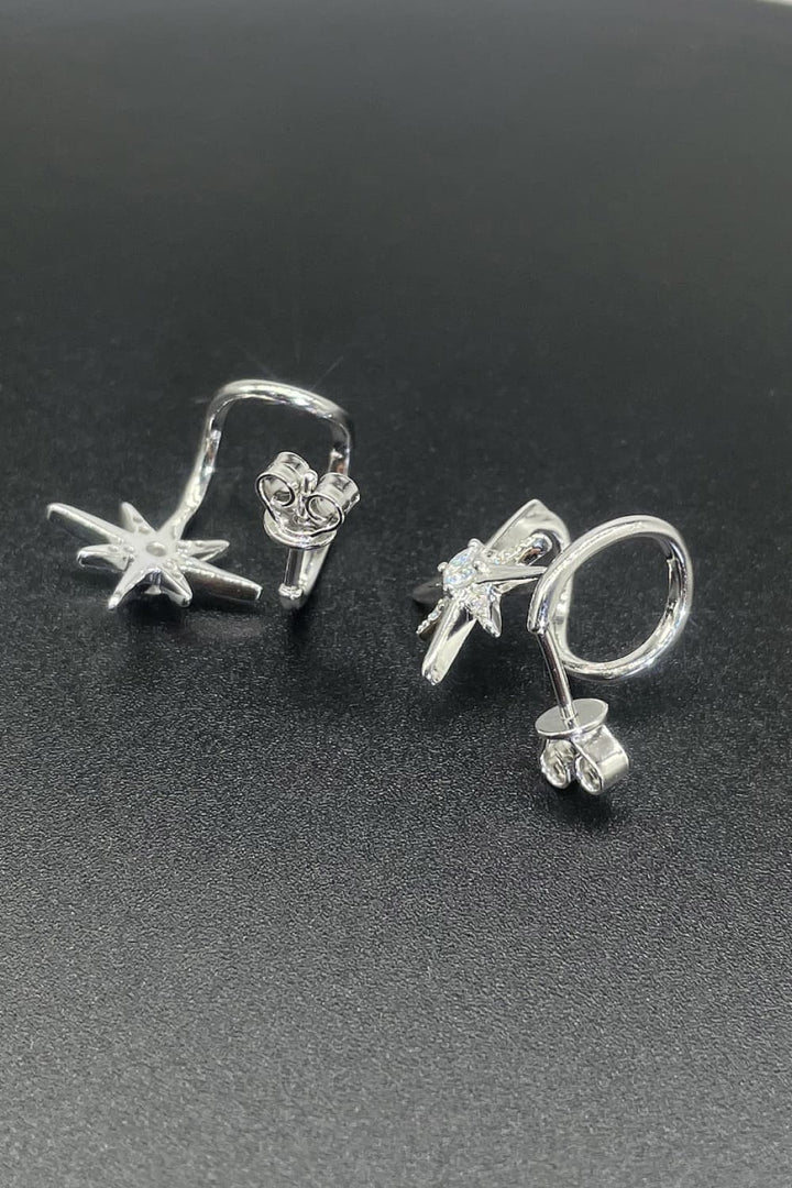Moissanite Star Rhodium-Plated Earrings - Earrings - FITGGINS