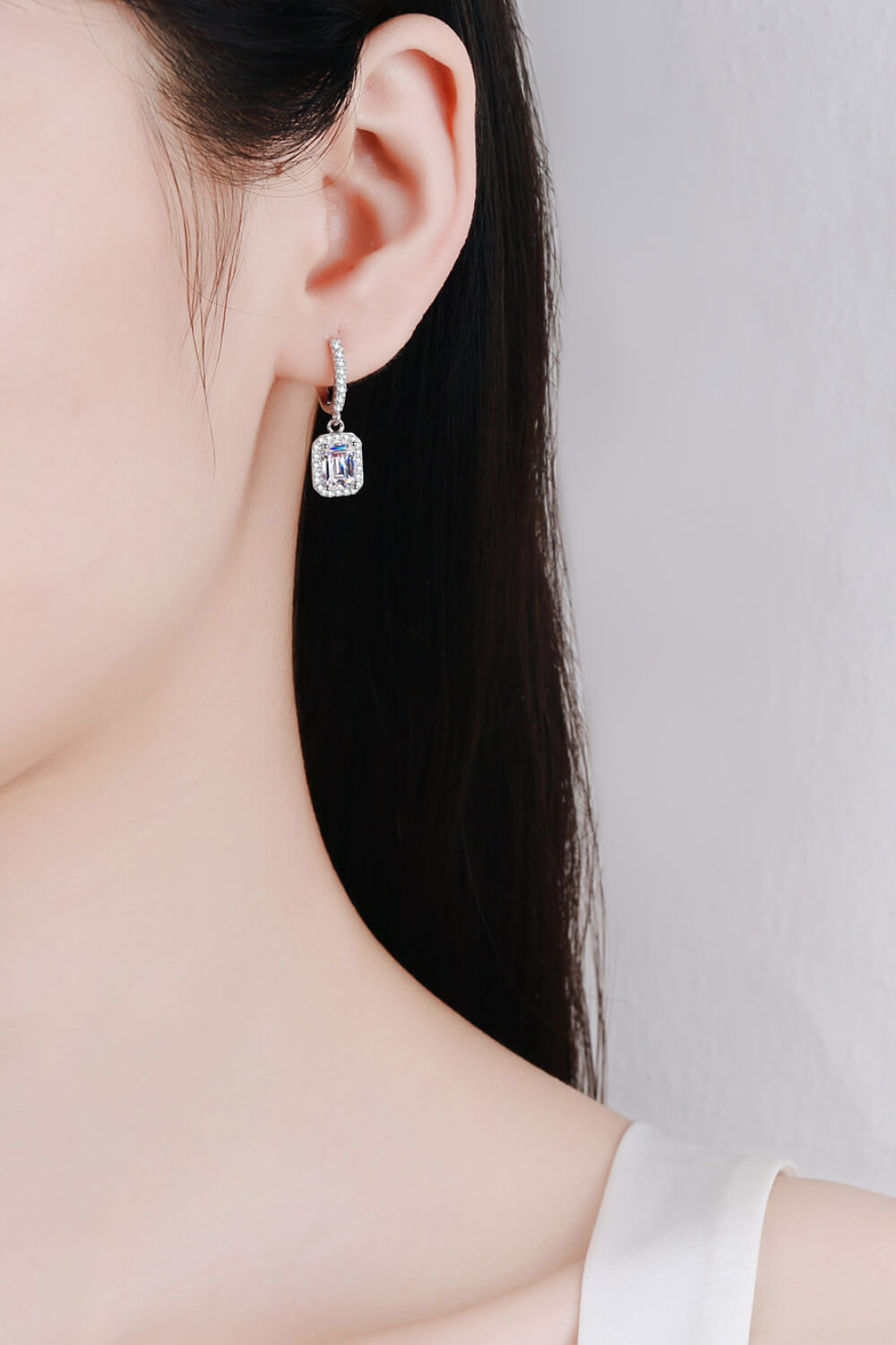 Moissanite 925 Sterling Silver Drop Earrings - Earrings - FITGGINS