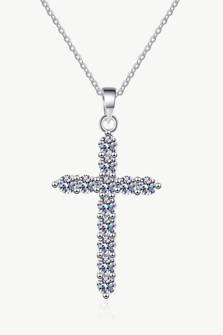 Moissanite Cross Pendant Chain Necklace - Necklaces - FITGGINS