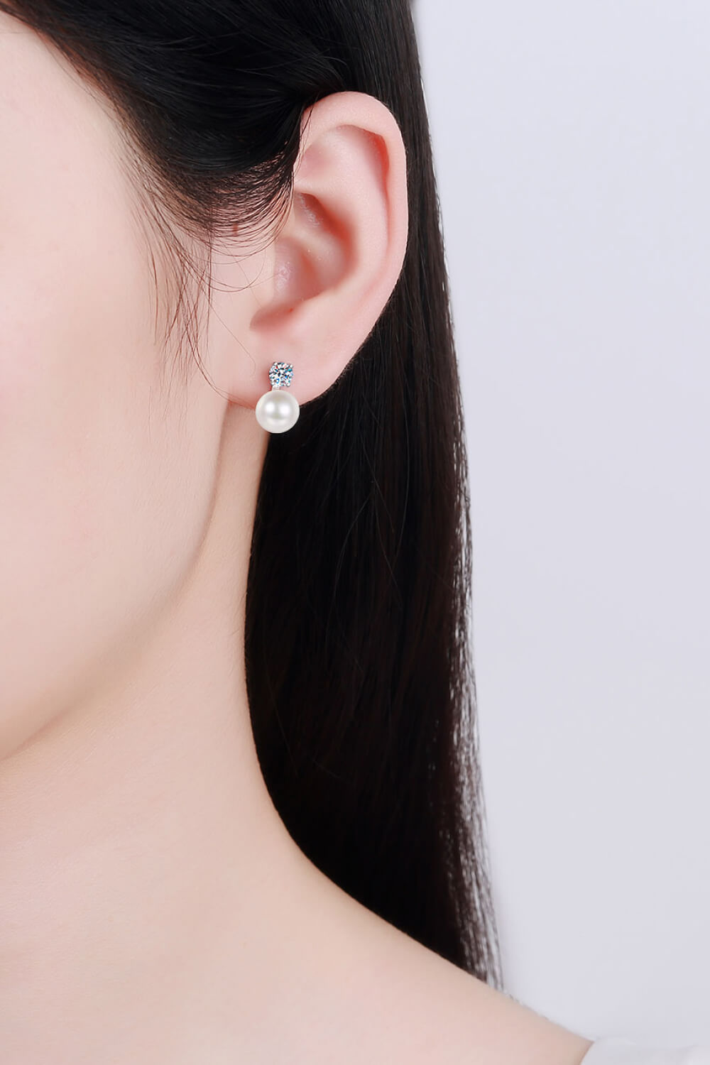 Moissanite Pearl Stud Earrings - Earrings - FITGGINS
